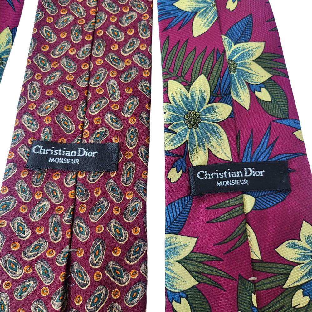 Christian Dior Monsieur Men Tie Lot Italian Silk #327 - Picture 5 of 5